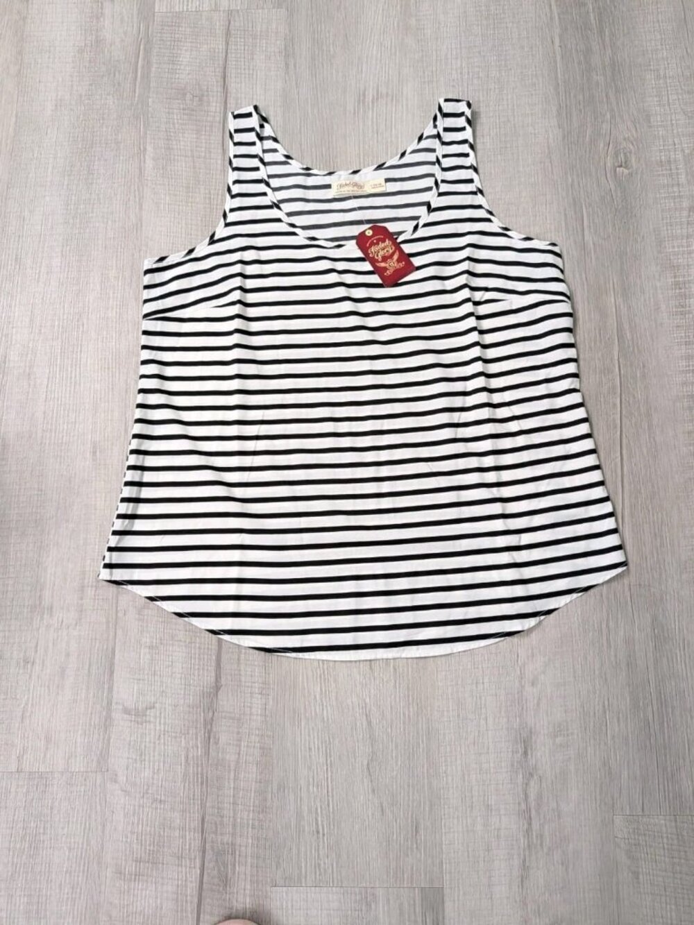 Faded Glory Nautical Striped Tank Top Womens Size Lg 12-14 Black White New
